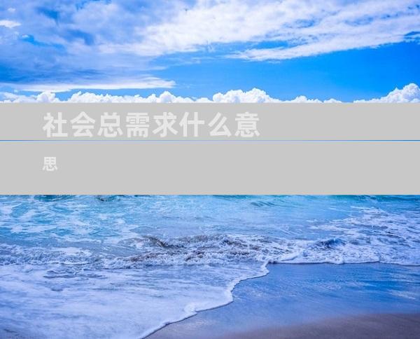 社会总需求什么意思